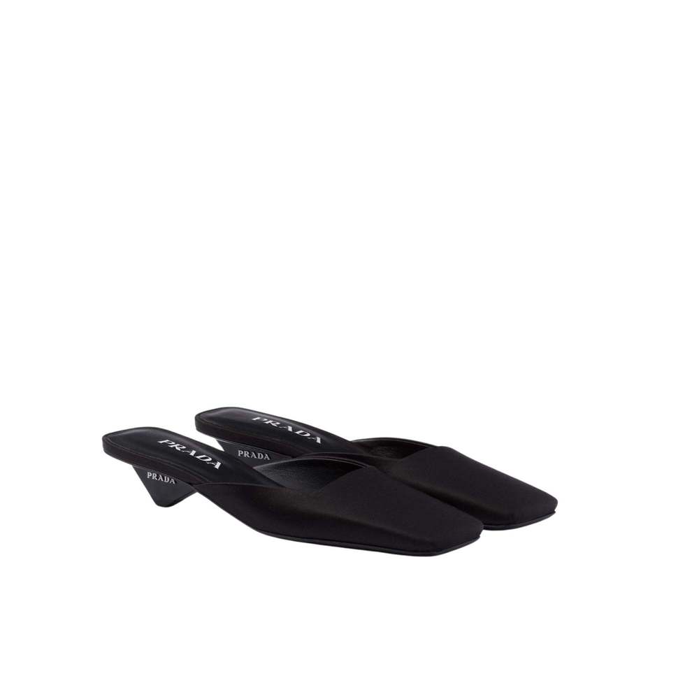 Prada - Black Satin Mules Loafers - IT 38.5 - Picture 5 of 9